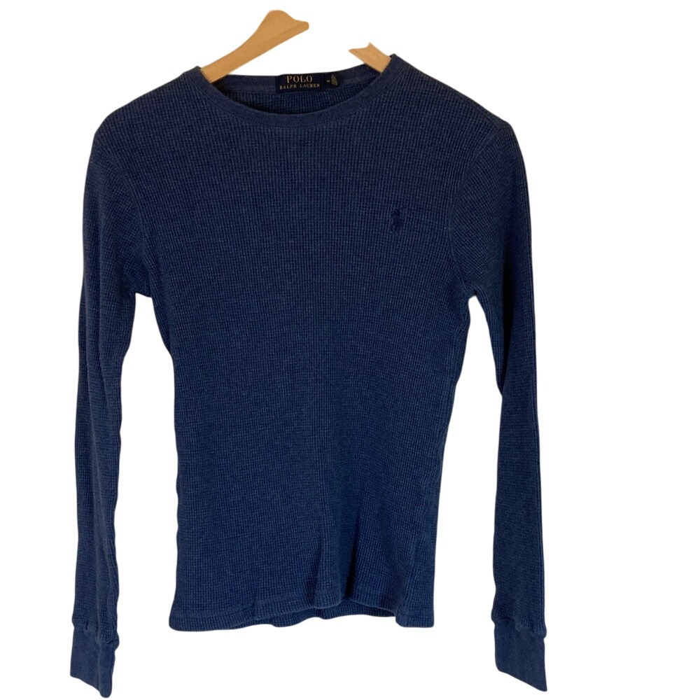 Polo Ralph Lauren Blue Cotton Long Sleeve‎ Shirt Thermal Size M Classic Staple